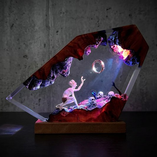 Orta Dünya Gece Lambası — Gollum & Tek Yüzük | Epoksi Reçine LED