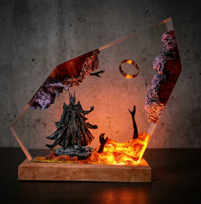 Orta Dünya Gece Lambası — Sauron & Tek Yüzük | Epoksi Reçine LED